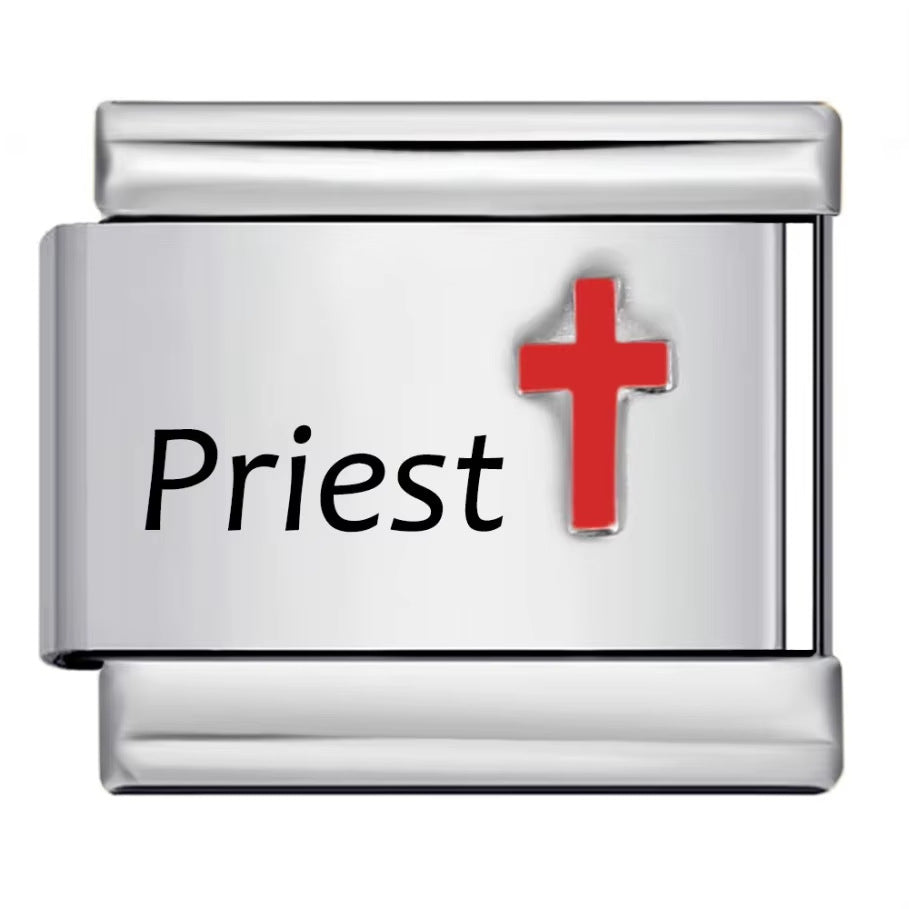 Wholesale Italian Charm Bracelet 9mm DIY Red cross pattern  Creative Stainless Steel Composable Bracelet