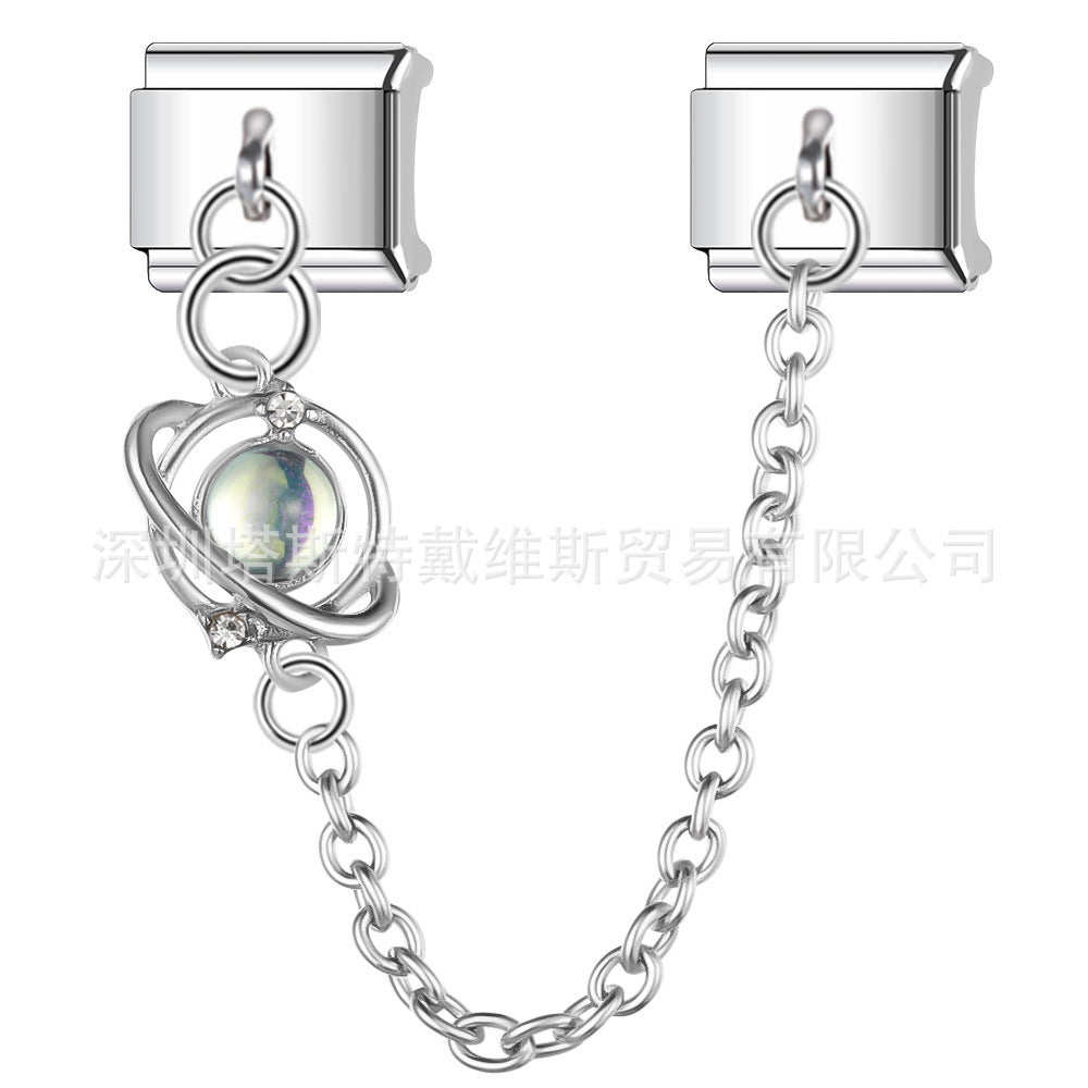 Wholesale Italian Modular Starry Sky Rhinestone Chain Bracelet,  Stainless Steel Electroplated,  Chic Jewelry Accessory for Everyday Wear