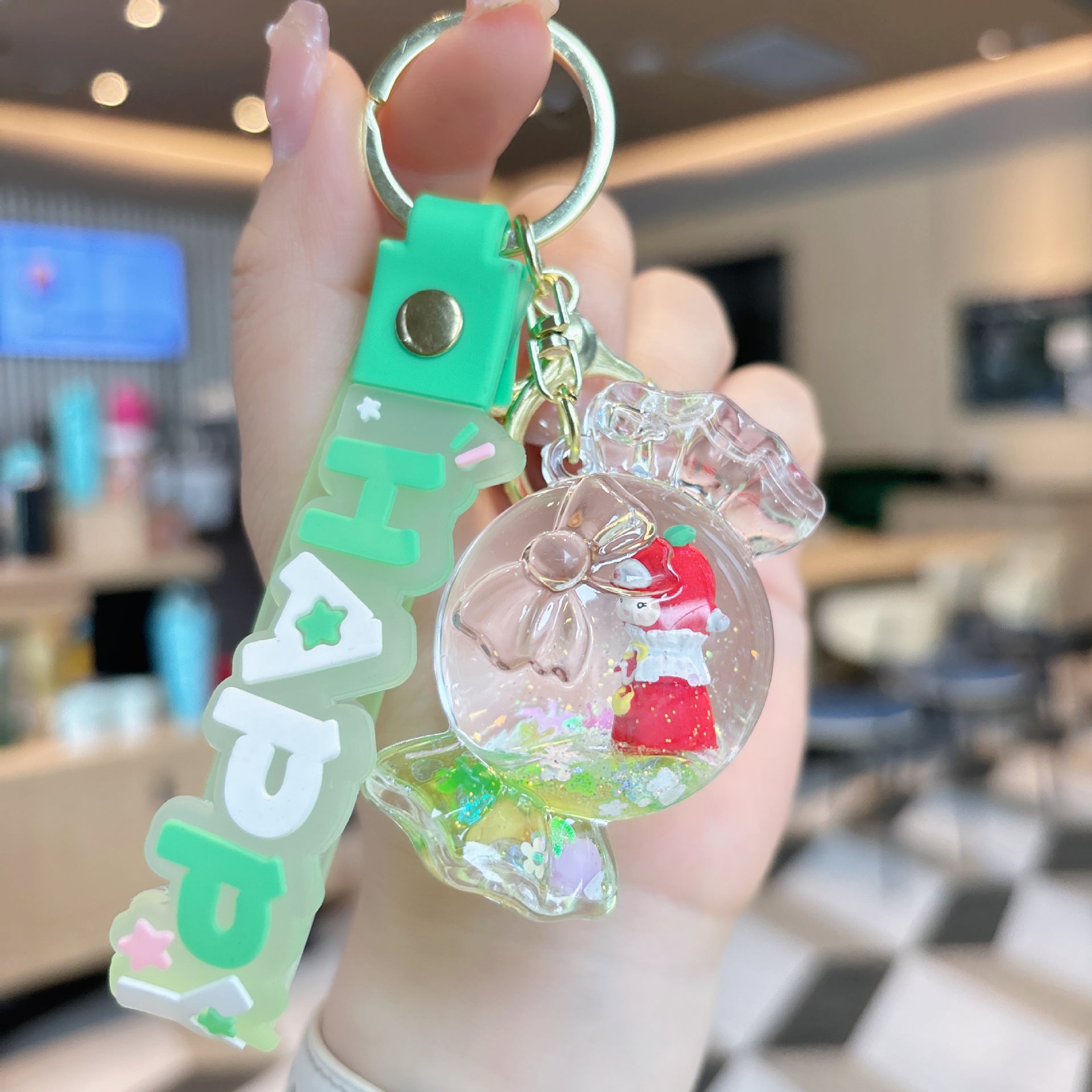 Wholesale Creative Acrylic Quicksand Cute Candy House Girl Keychain