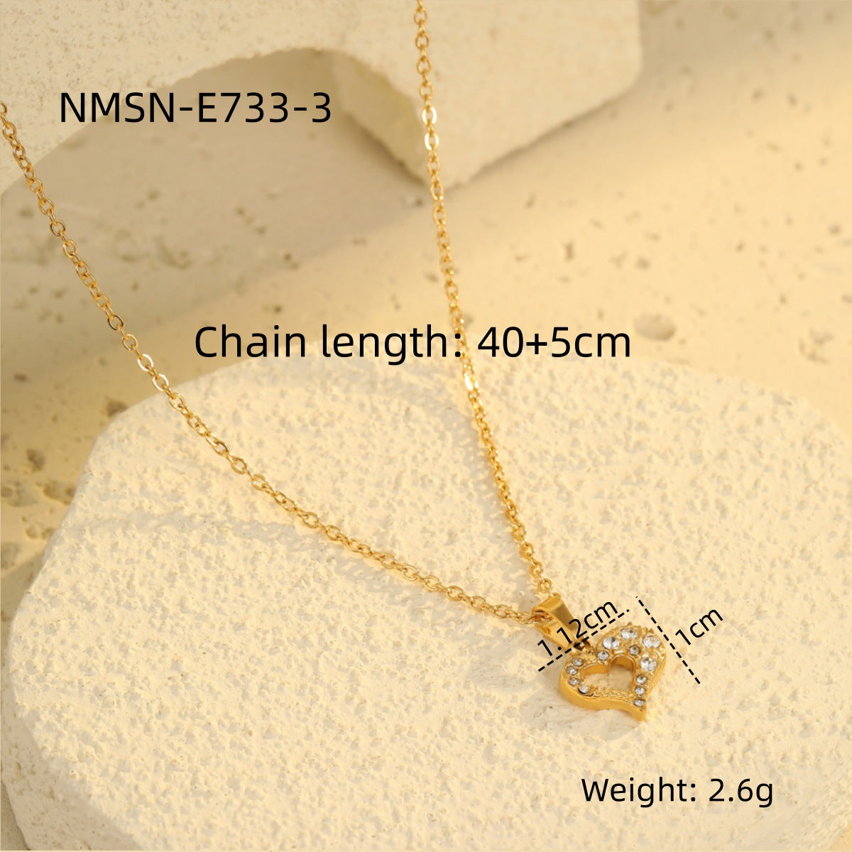 Wholesale Stainless steel heart necklace plated with 18k gold