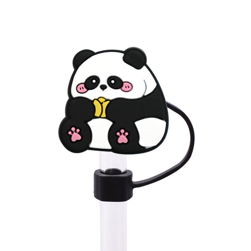 Wholesale Random 100pcs Cute Cartoon Panda Straw Cover 10MM Straw Tube Cap
