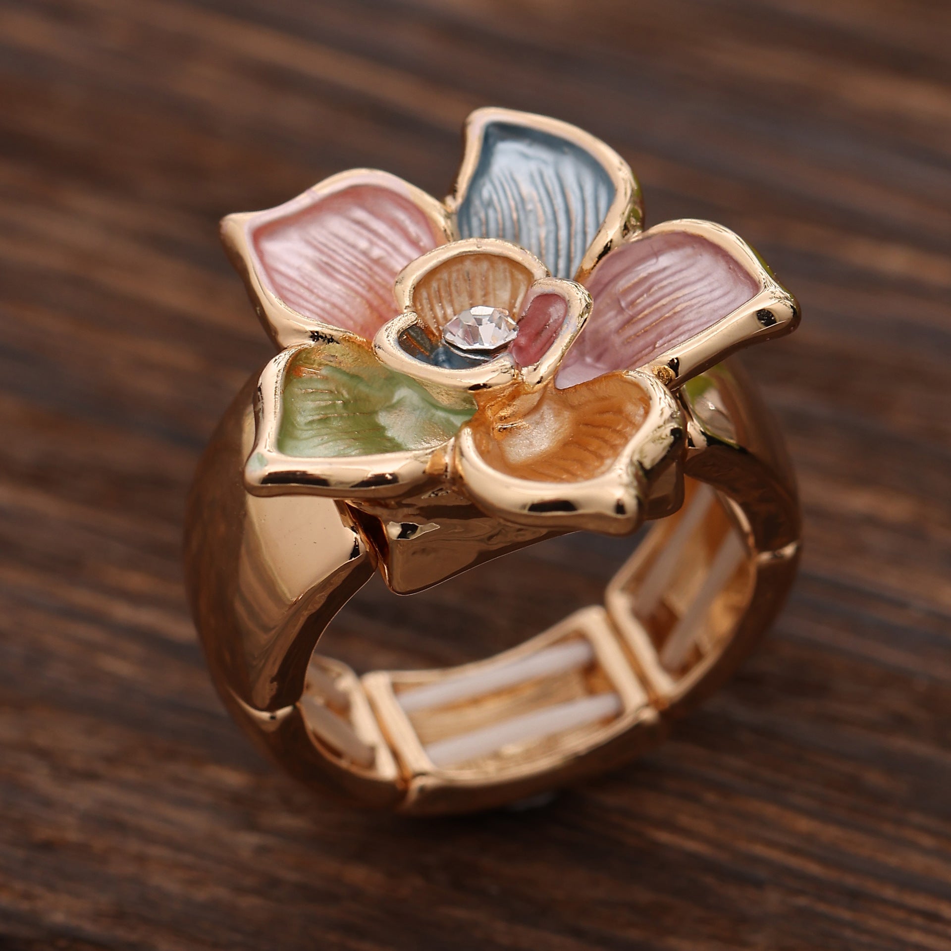 Wholesale  Five-Petal Plum Blossom Elastic Adjustable   Ring