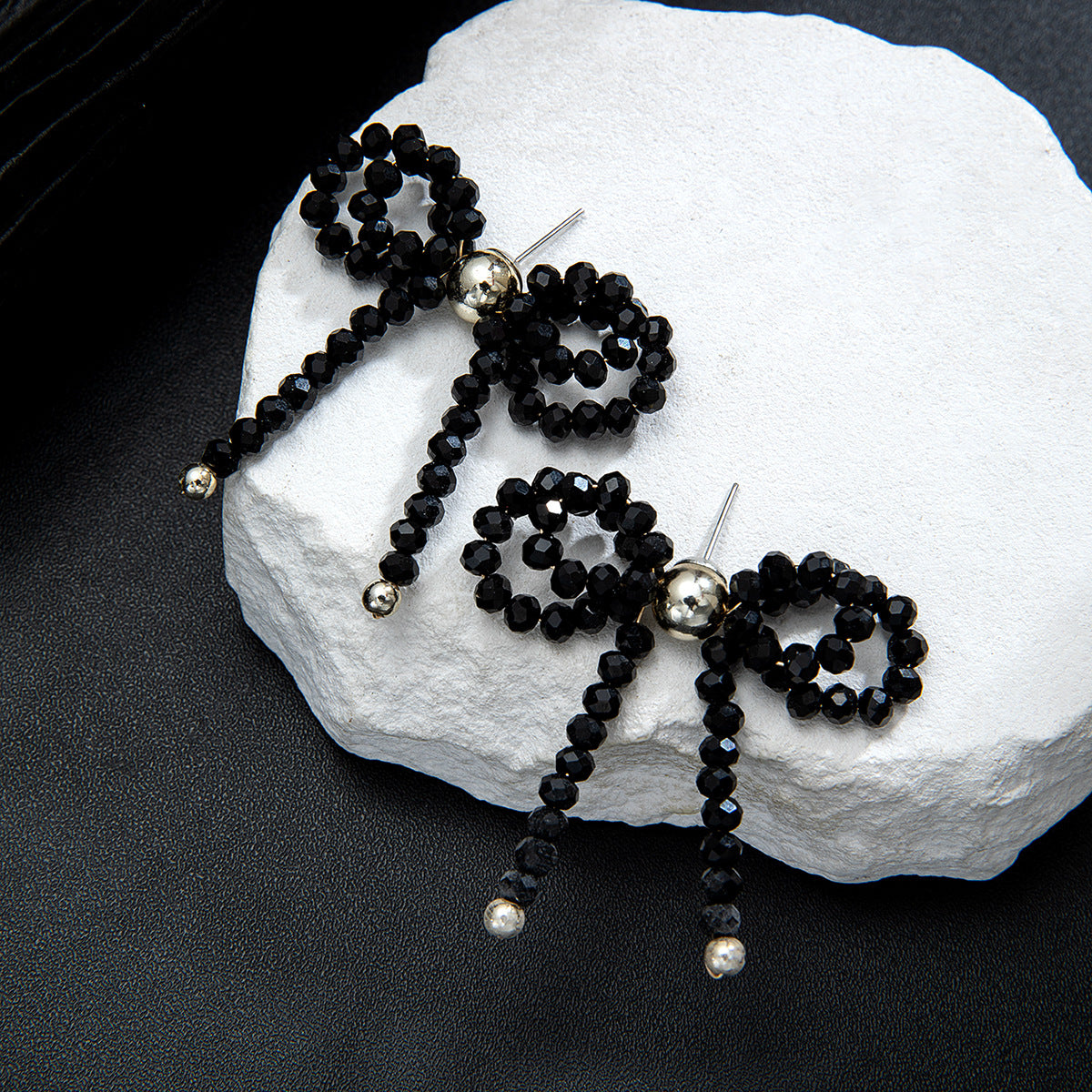Wholesale Double-layer bowknot gold bead rice bead braided earrings