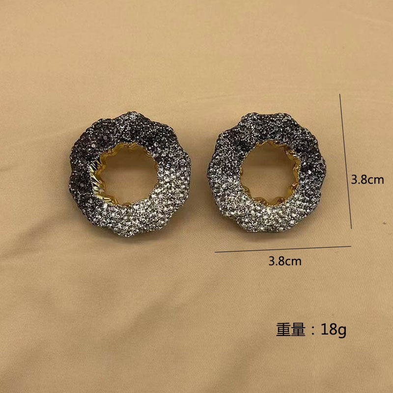 Wholesale Hollow Light Luxury Colored Glass Full Diamond Earrings ACC-ES-KangD008