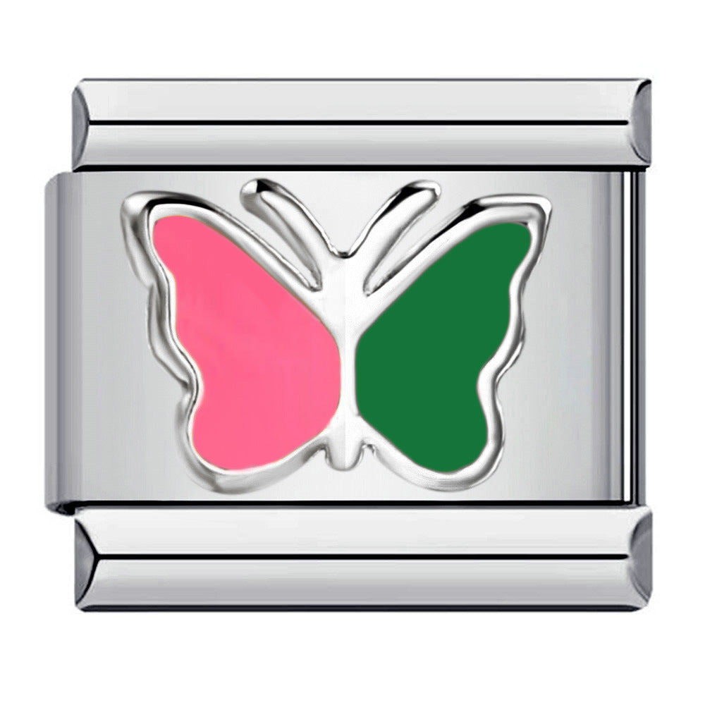 Wholesale Italian Charm Bracelet 9mm DIY Splicing Colored Oil-Drip Petals Stainless Steel Composable Bracelet