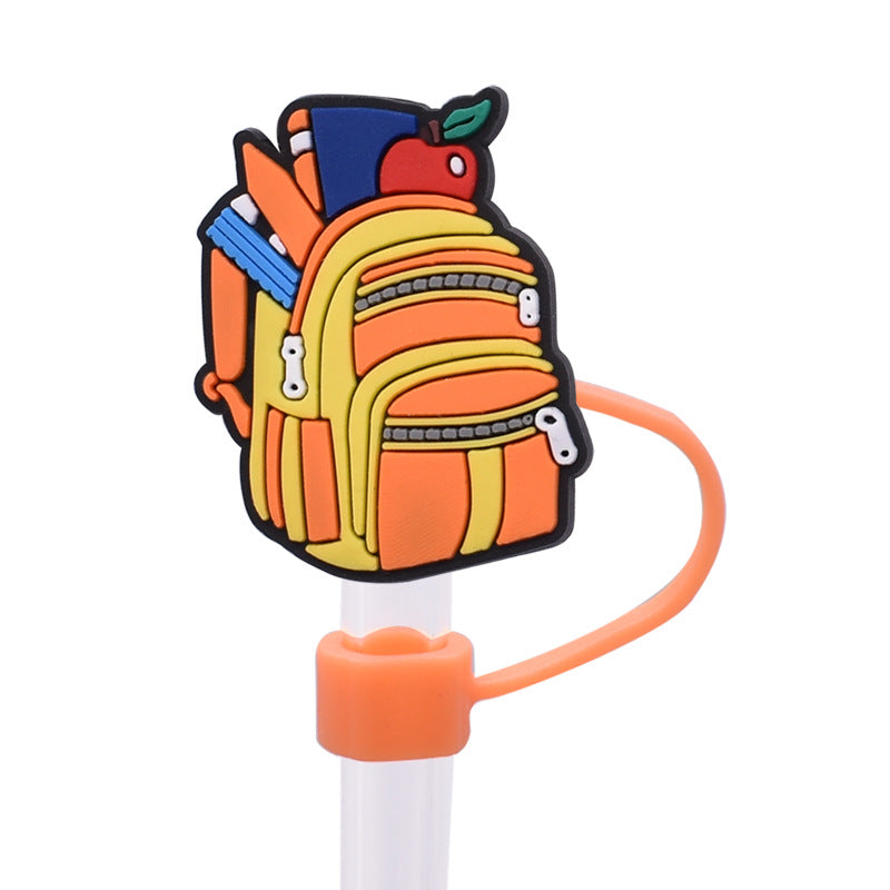Wholesale Random 100pcs Back to School Series PVC Soft Straw Tube Cap