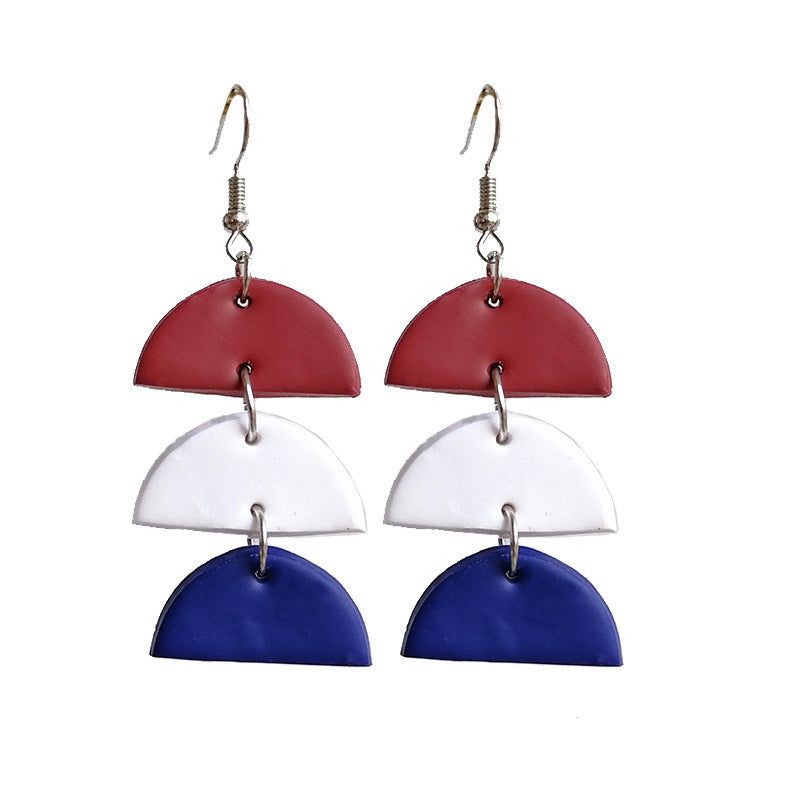 Wholesale  soft pottery earrings love color matching US Independence Day  earrings