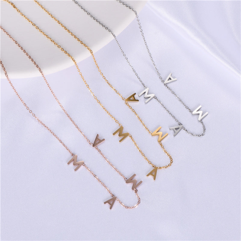 Wholesale  stainless steel titanium steel necklace small letter DIY pendant Mother's Day