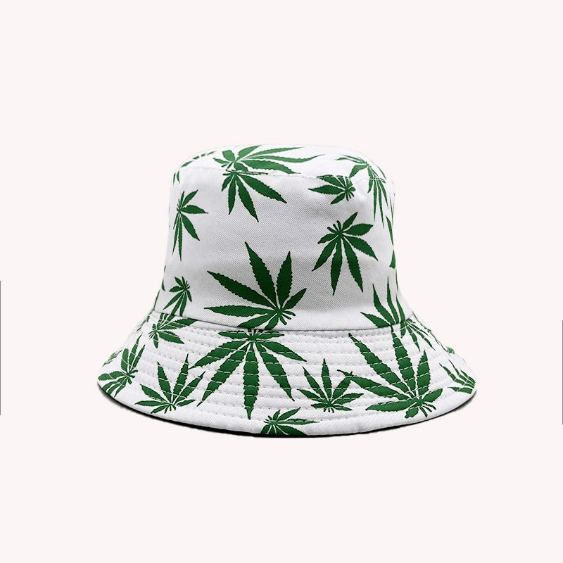 Wholesale Palm Tree Print Reversible Bucket Hat Breathable Autumn Hand-Painted Sun Hat Fashion Accessory