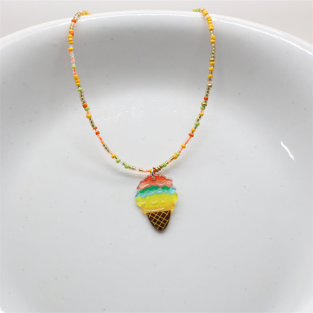 Wholesale Colorful Beaded Ice Cream Necklace