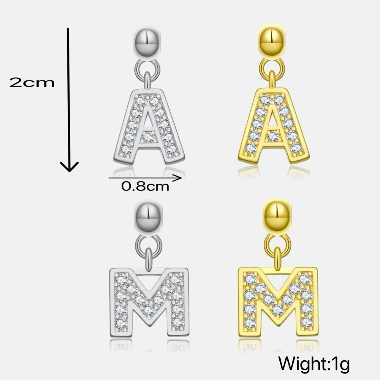 Wholesale 5pcs/pack letter necklace bracelet Gold Plated Charms