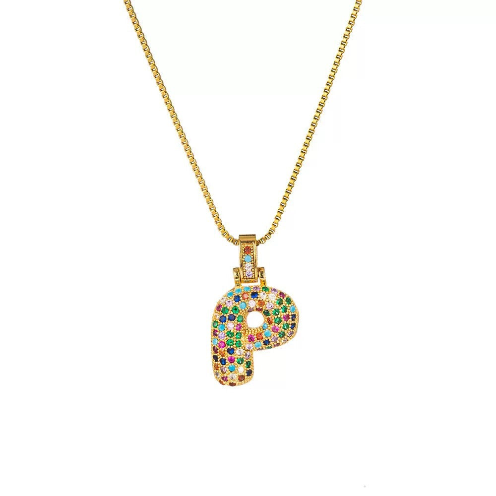 Wholesale Hip-Hop 26 Letter Pendant Set,  Gold Plated Copper Diamond-Set,  Chic Jewelry Gift