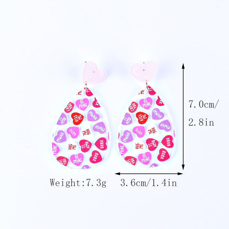 Wholesale Valentine' s Day Acrylic Heart Earrings