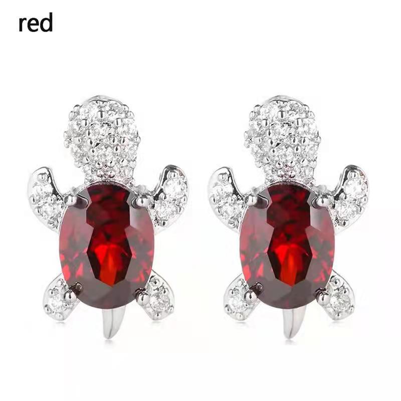 Wholesale Cartoon Colored Diamond Gemstone Turtle Alloy Earrings ACC-ES-JYS001