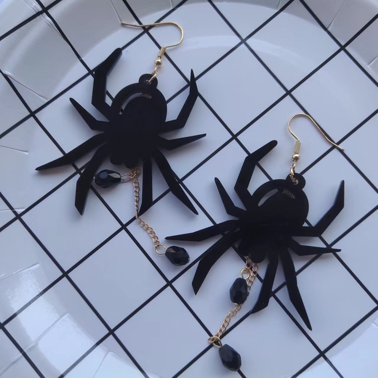 Wholesale  Halloween Black Spider Earrings Acrylic Spider Earrings Spot