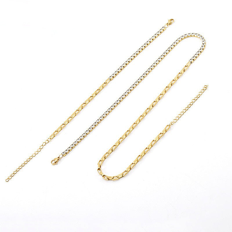 Wholesale  fashion titanium steel diamond bracelet necklace