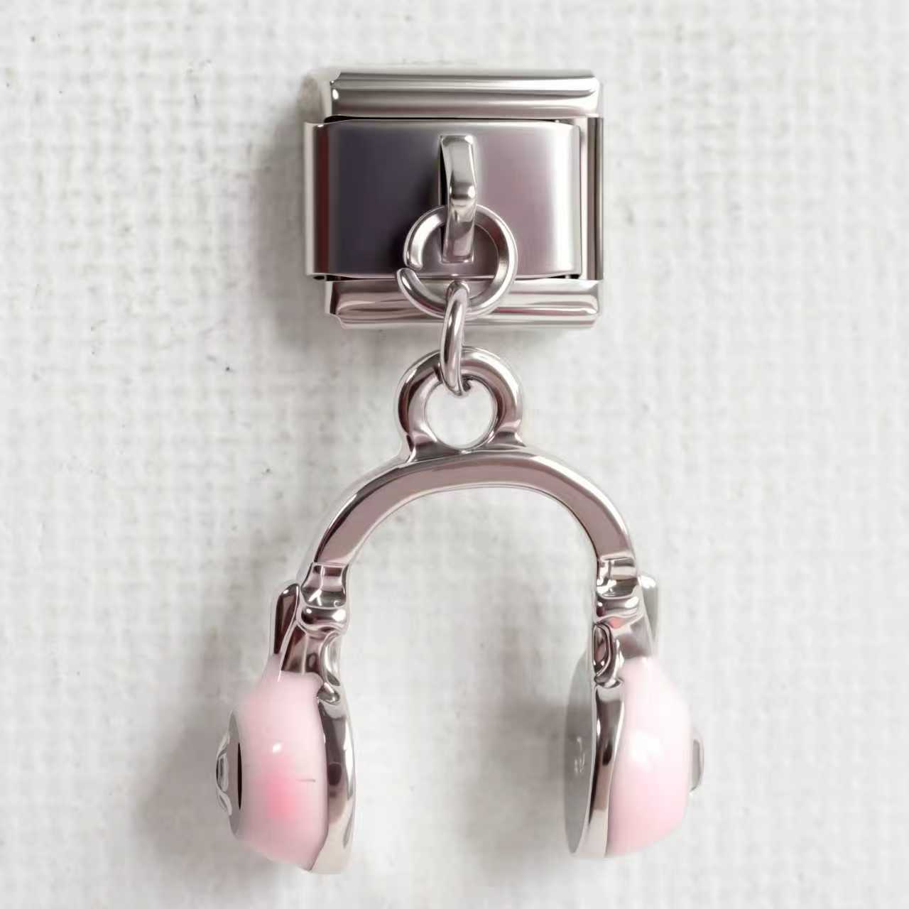 Wholesale 5pcs/pack Makeup &  Accessories Enamel Italian Charms Single Section Creative Stainless Steel Composable Bracelet