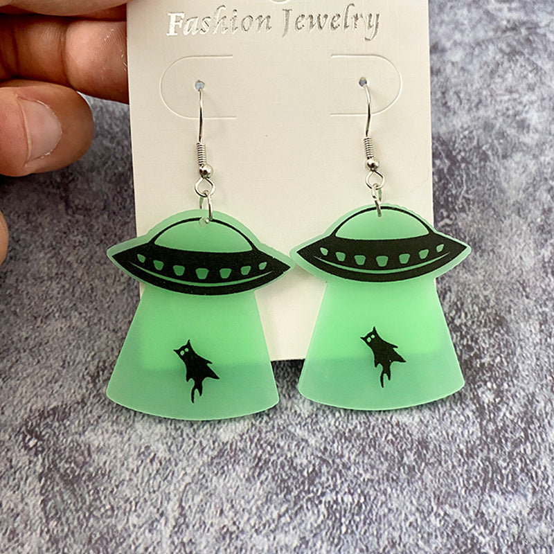 Wholesale Halloween Glow in The Dark Devil Acrylic Luminous Earrings ACC-ES-XinChuan045