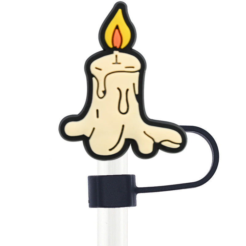 Wholesale Random 100pcs Halloween 10mm PVC Soft Straw Tube Cap ACC-SCR-RYY070