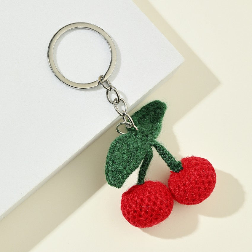 Wholesale Cute Handmade Wool Knitted Cherry Pendant Keychain ACC-KC-RongRui017