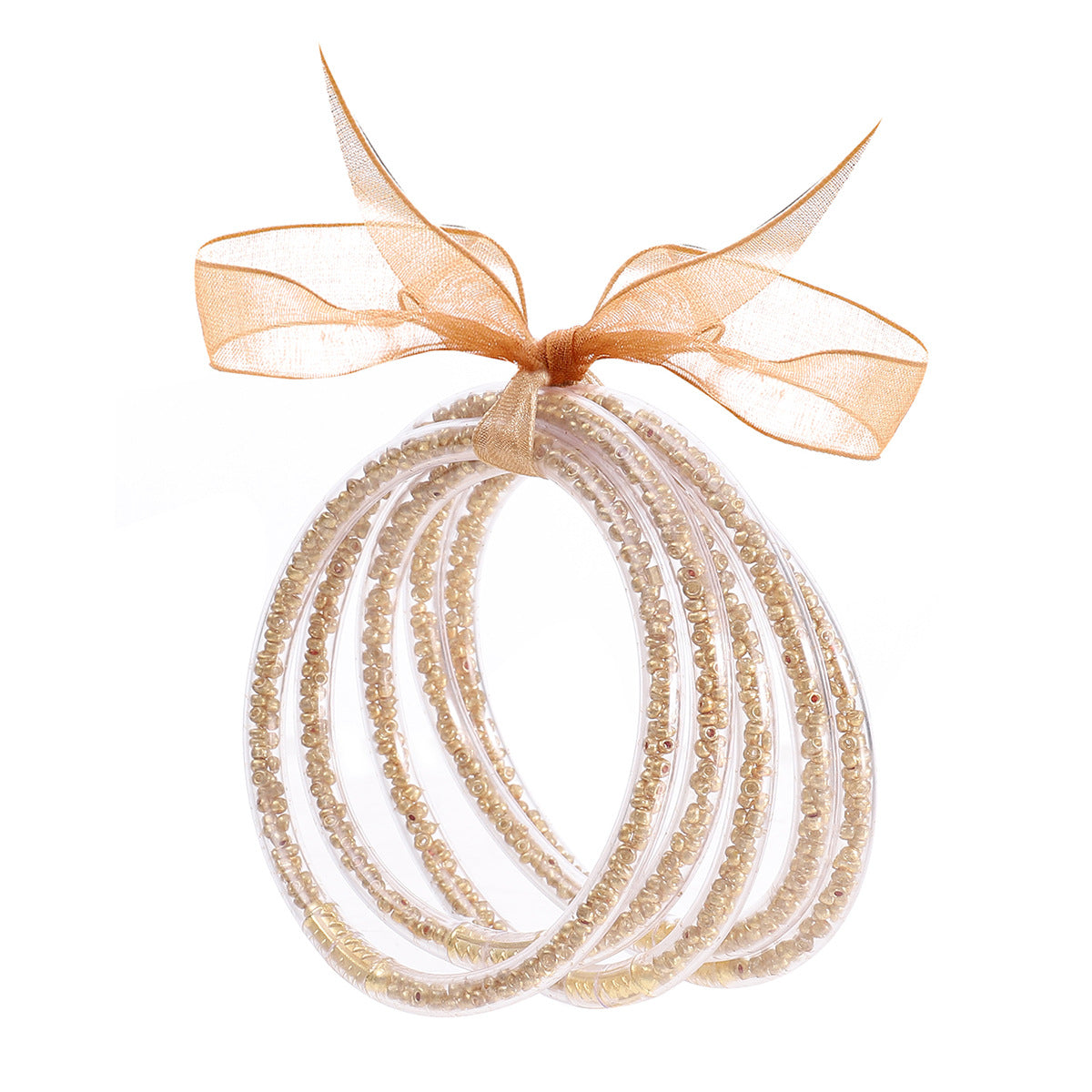 Wholesale Rice Beads Colorful Ribbon Plastic Silicone Tube Bracelet Jelly Bangles Beaded Bracelets ACC-BT-YTian005