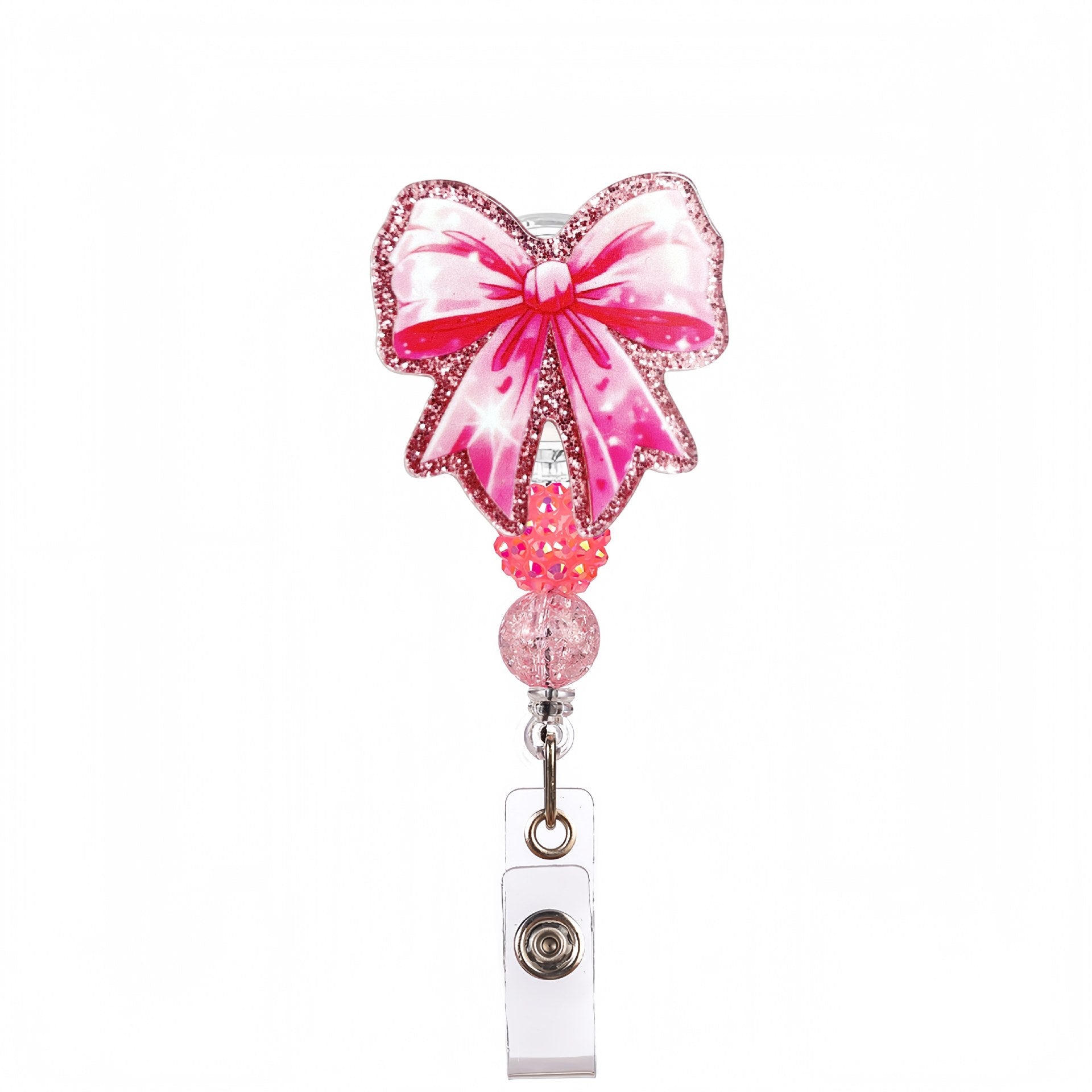 Wholesale Acrylic Glitter Medical Beaded Diamond Ball Bow Badge Reels Keychains