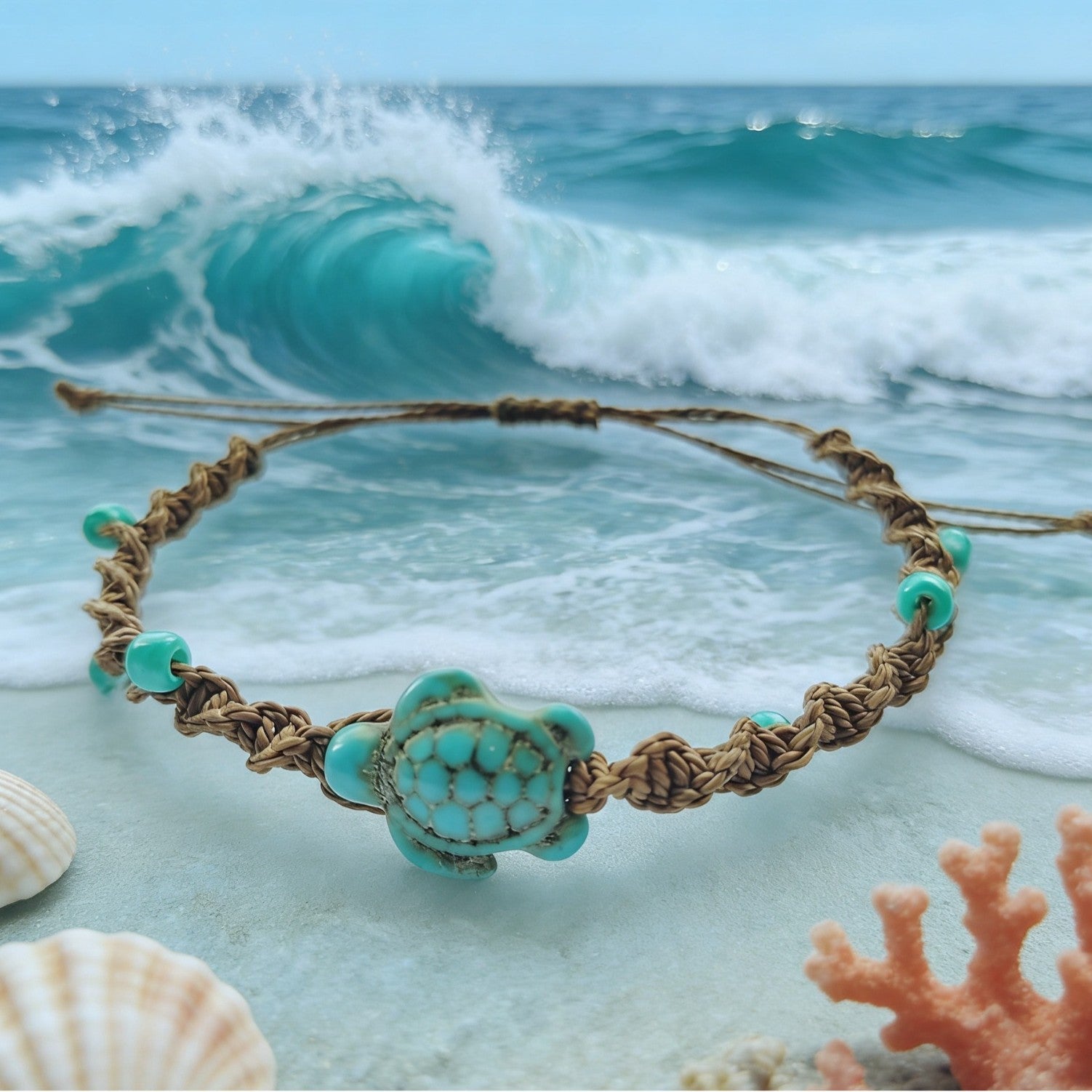 Wholesale Handmade Beach Vacation Style Turtle Cord Bracelet Adjustable Unisex Couple Jewelry Fashion Accessory