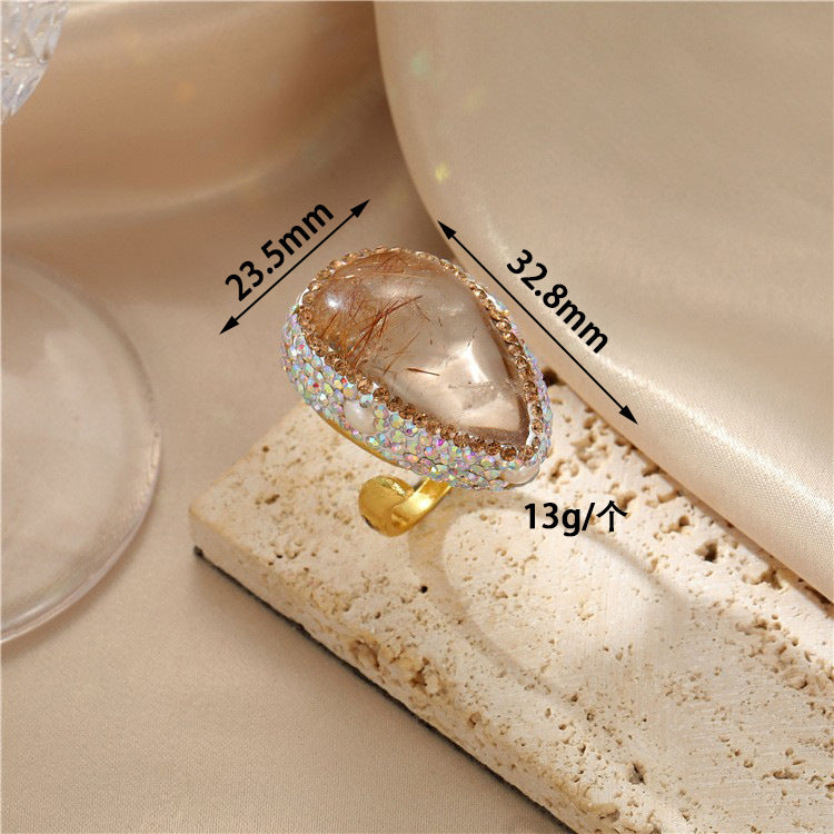 Wholesale  baroque pearl glitter ring  open ring