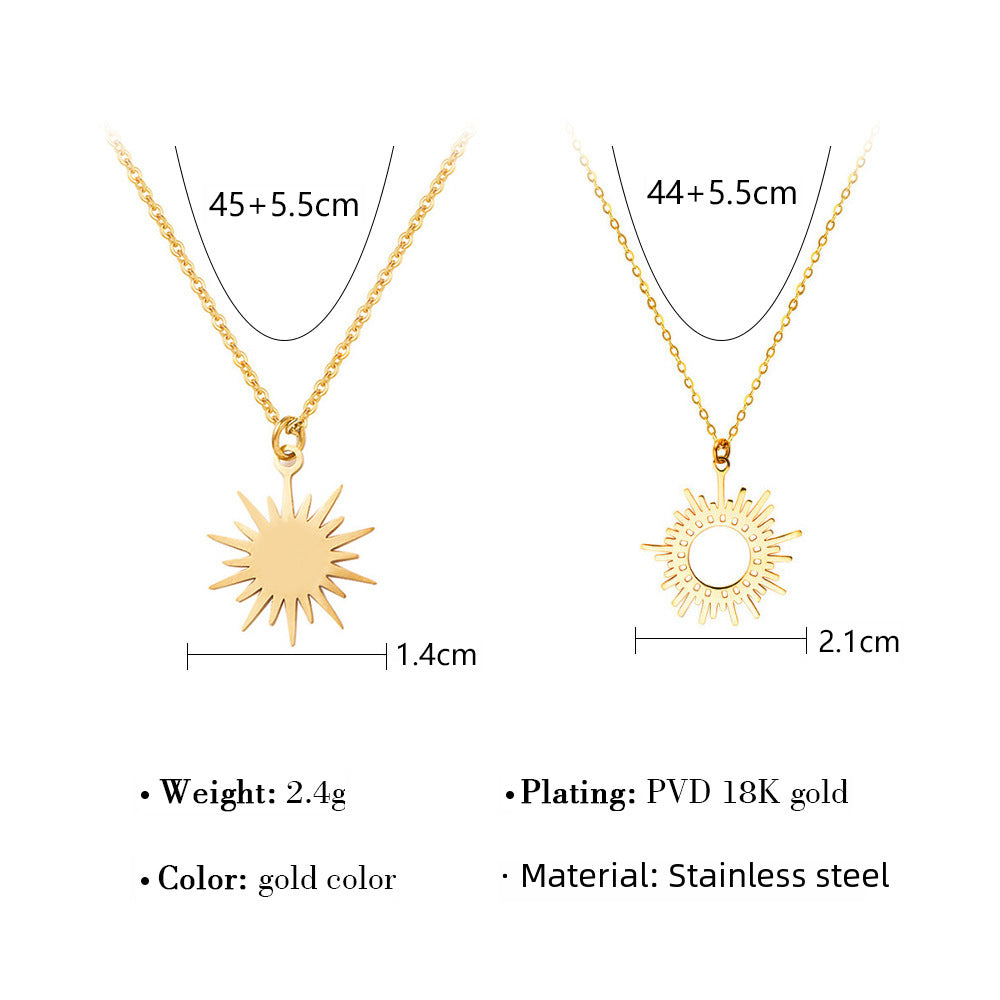 Wholesale  six-pointed star sun clavicle chain titanium steel necklace