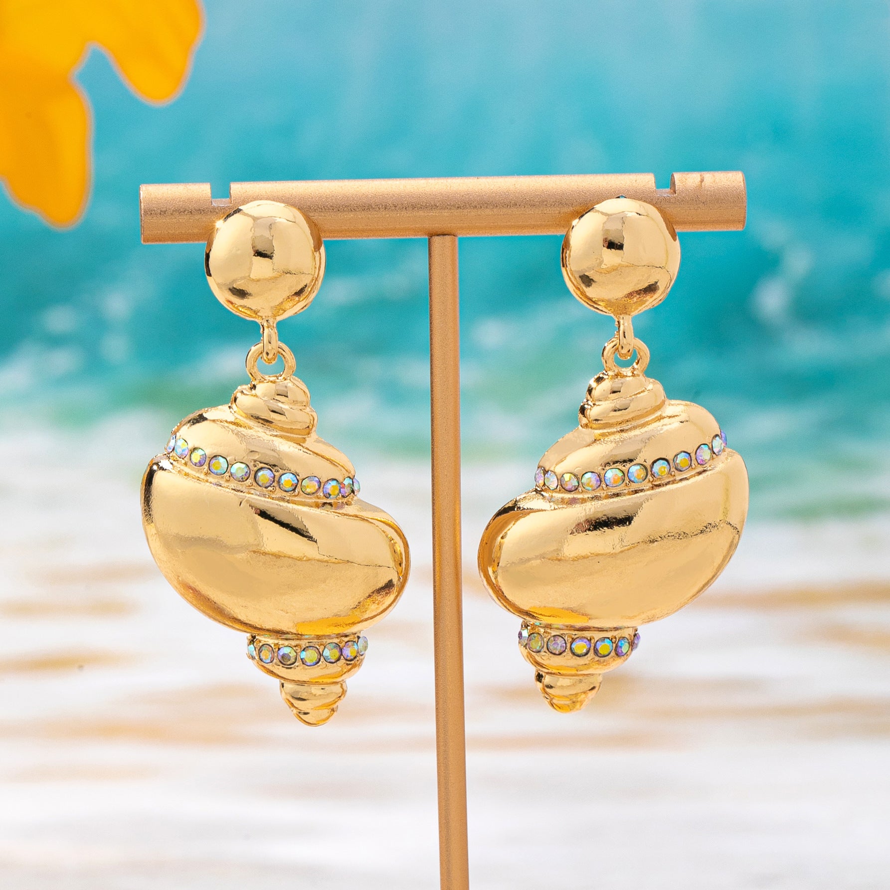 Wholesale Gold Starfish Conch Earrings Trendy Beach Vacation Fashion Jewelry Accessory Boutique Resale