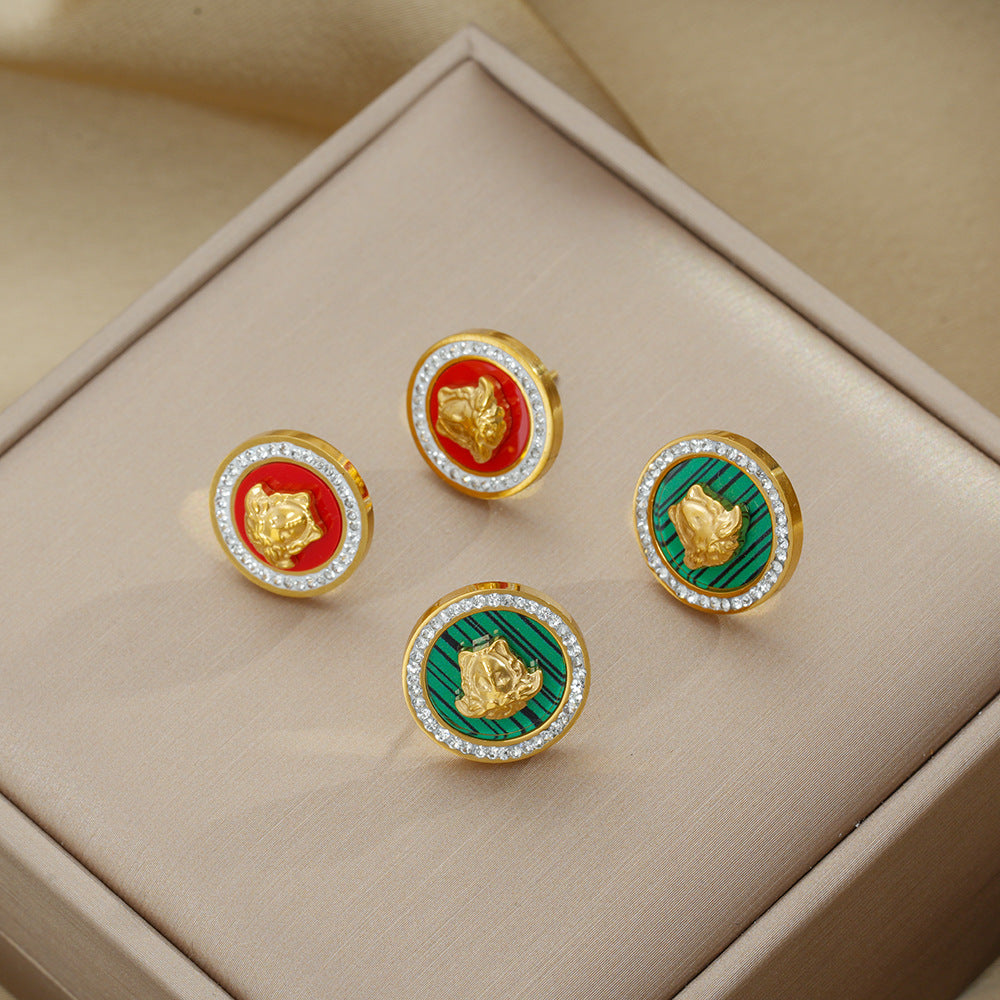 Wholesale European Style Titanium Steel Enamel Earrings Fashion Accessory Boutique Jewelry