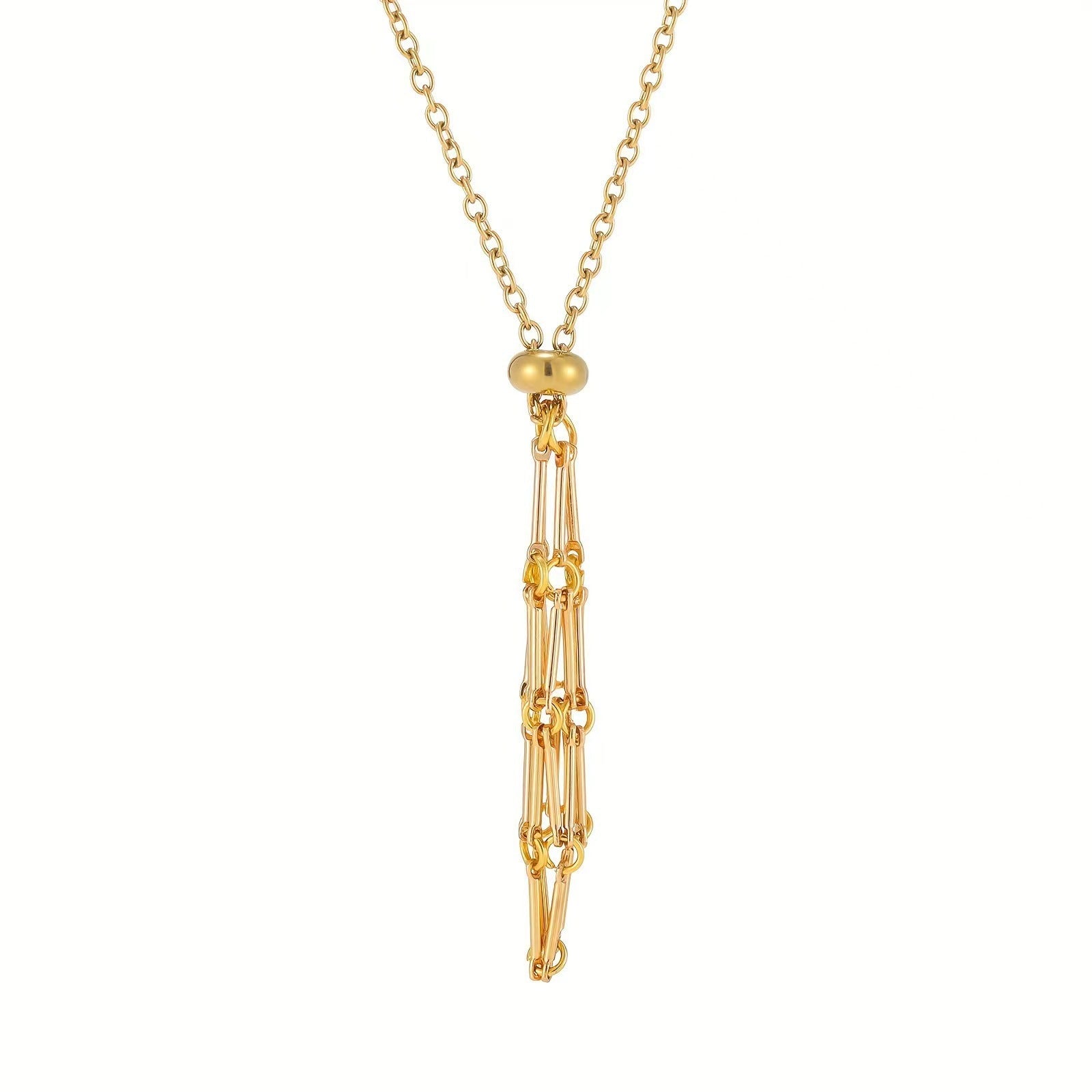 Wholesale  Crystal Stone Net Bag Woven Metal Women's Necklace Bamboo Chain