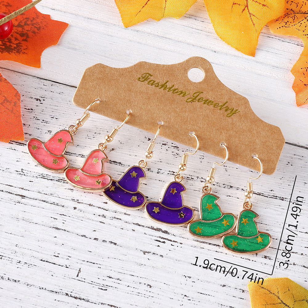 Wholesale Halloween Pumpkin Hat Star Earrings Set