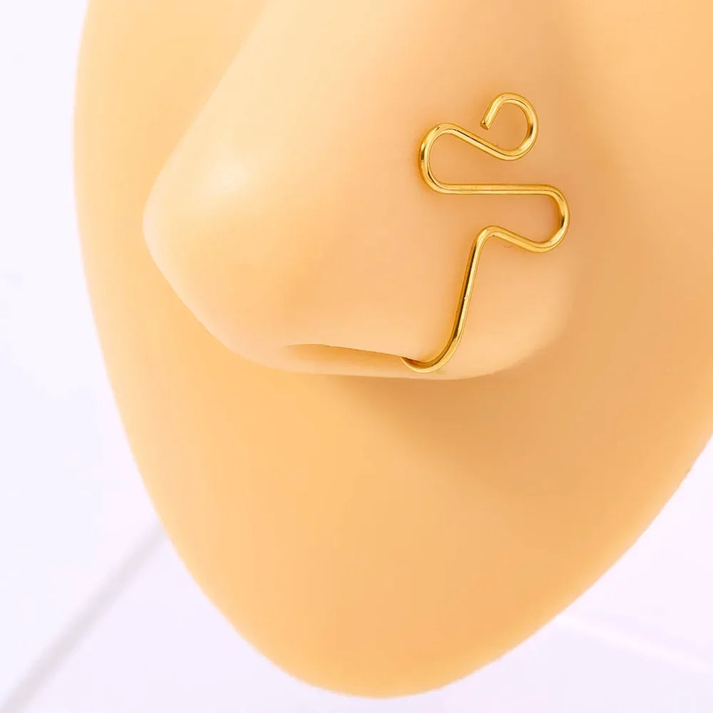 Wholesale  nose nail body piercing unisex straight rod simple personality love five-pointed star nose ring