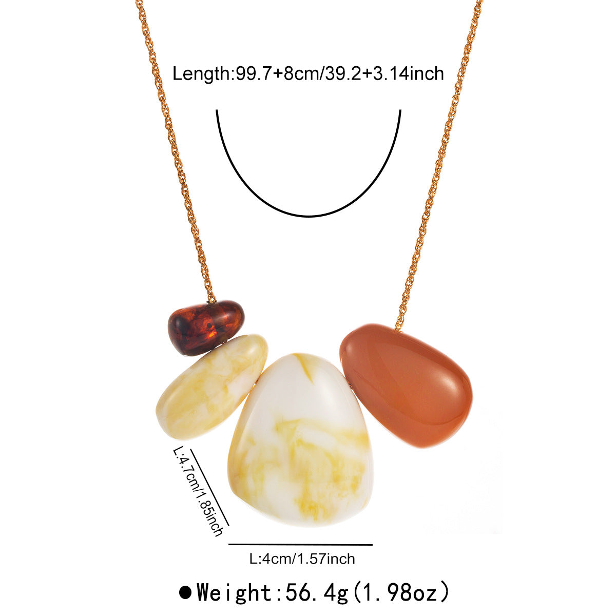 Wholesale color resin irregular pendant necklace design sweater chain