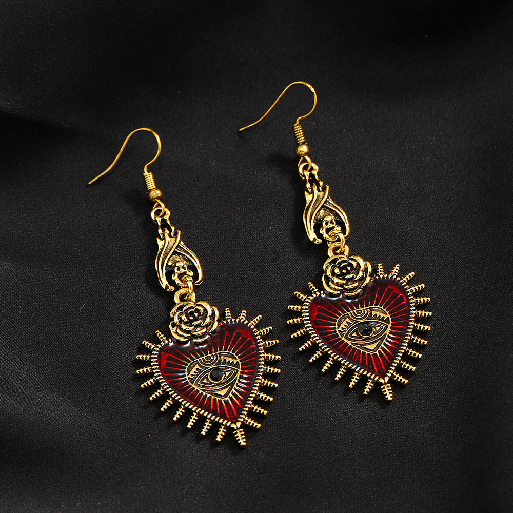 Wholesale Gothic Punk Heart Bat Earrings - Alloy Electroplated,  Jewelry Accessory for Boutique Resale