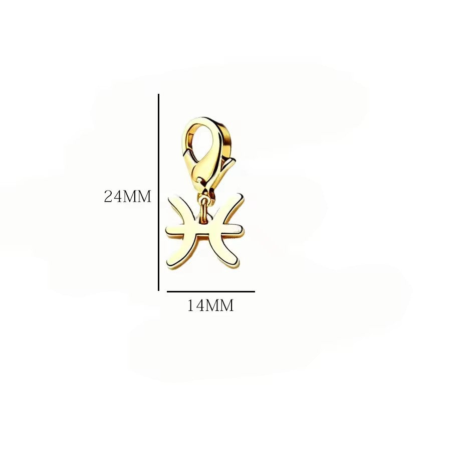 Wholesale Casual Stainless Steel Zodiac Pendant Charms with Lobster Clasp for DIY Jewelry Bracelets Necklaces,  Gift Idea