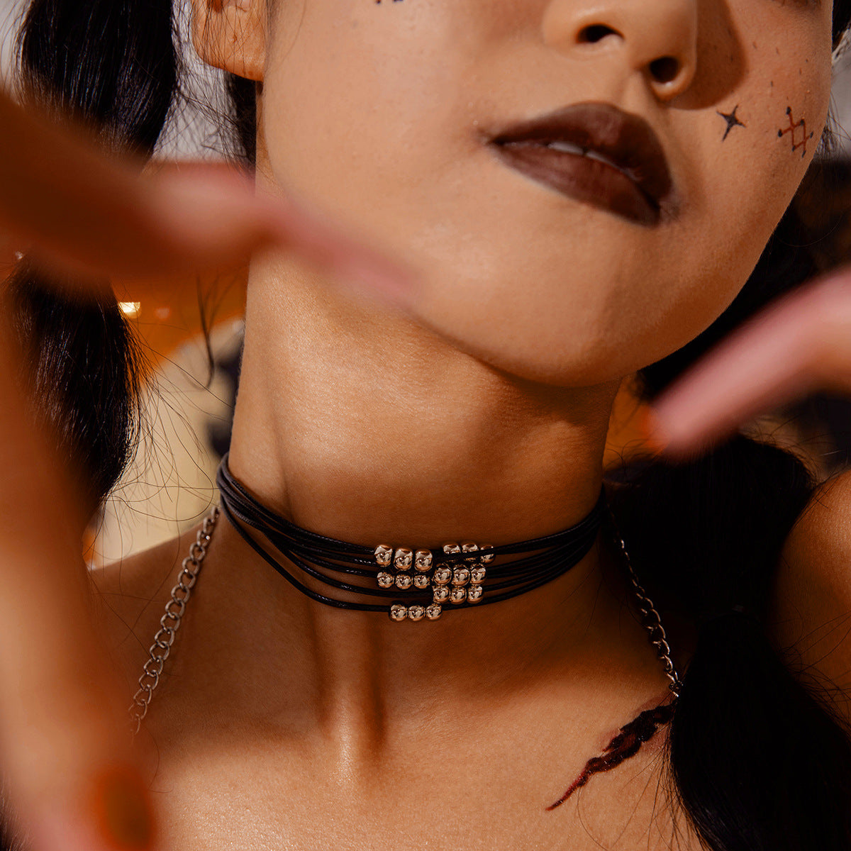 Wholesale   Cloth  Punk Metal Collar Flannel Necklace