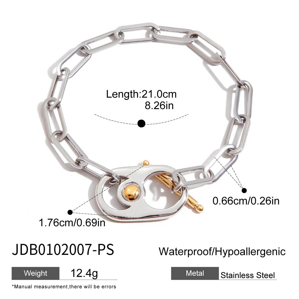 Wholesale  18K gold stainless steel gold and silver color matching smooth cans bracelet thick cross chain