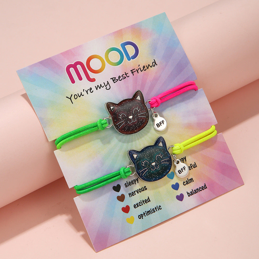 Wholesale Thermochromic Cartoon Pattern Elastic Bracelet Alloy Oil Drop Children' s Bracelet