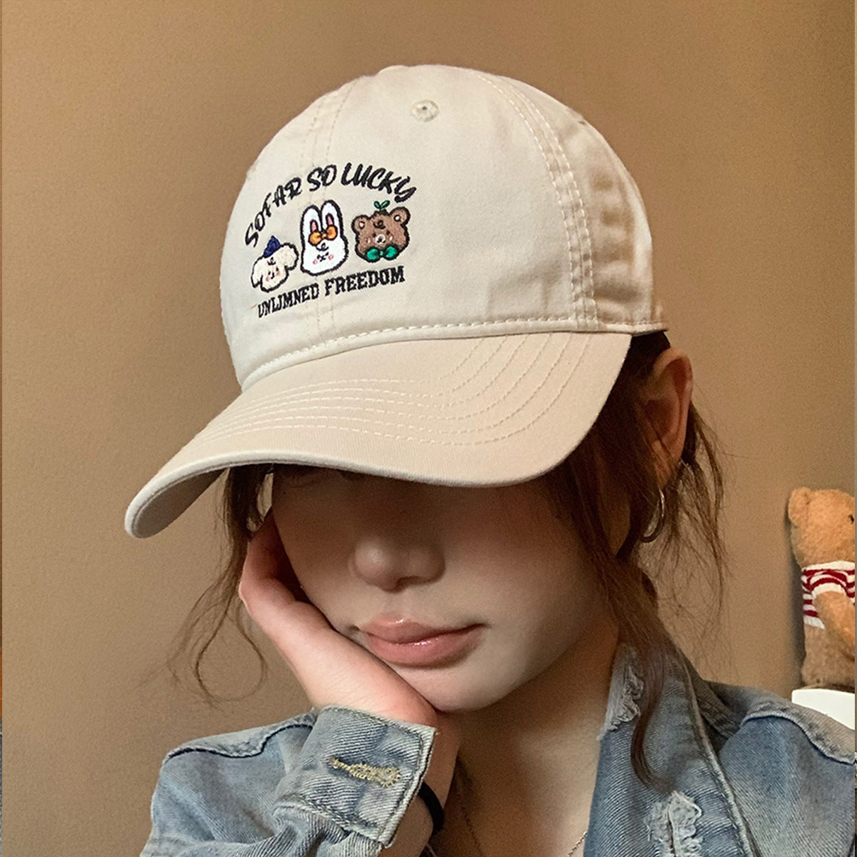 Wholesale Cartoon Hat Embroidered Baseball Cap Retro Workwear Cute Cap ACC-HT-JiangSheng002