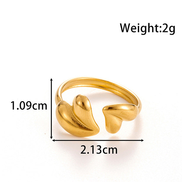 Wholesale Titanium Steel Love Heart-shaped Bow  Cute Sweet Opening Adjustable Ring
