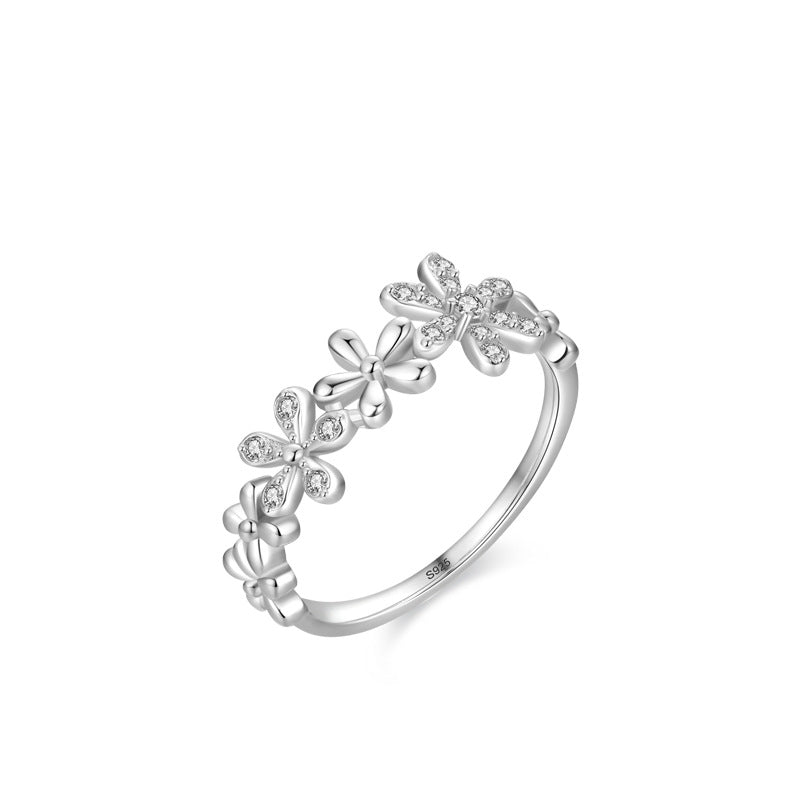Wholesale s925 Sterling Silver Daisy Ring  Fashion Light Luxury Micro Diamond Ring