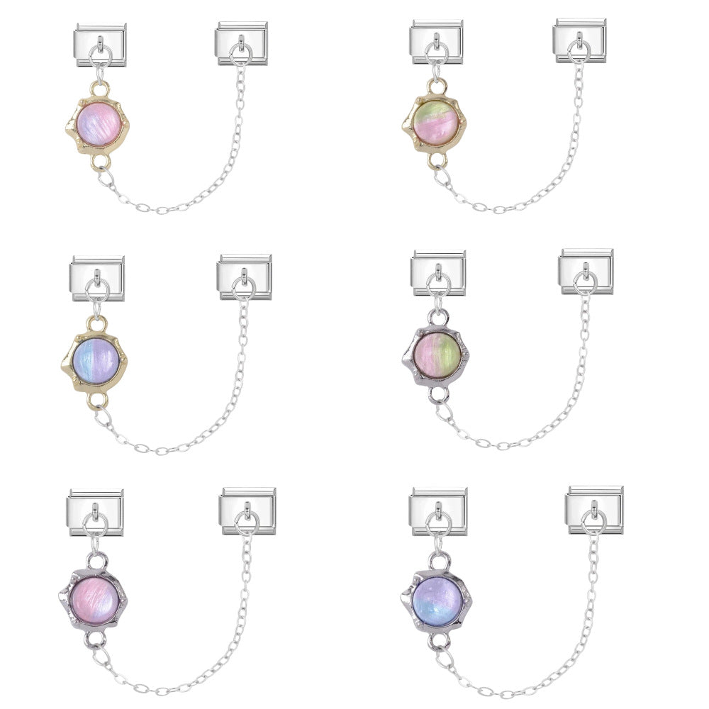 Wholesale Titanium Steel Modular Bracelet Watch Strap DIY Moonstone Pendant Trendy Jewelry Accessory for Everyday Wear