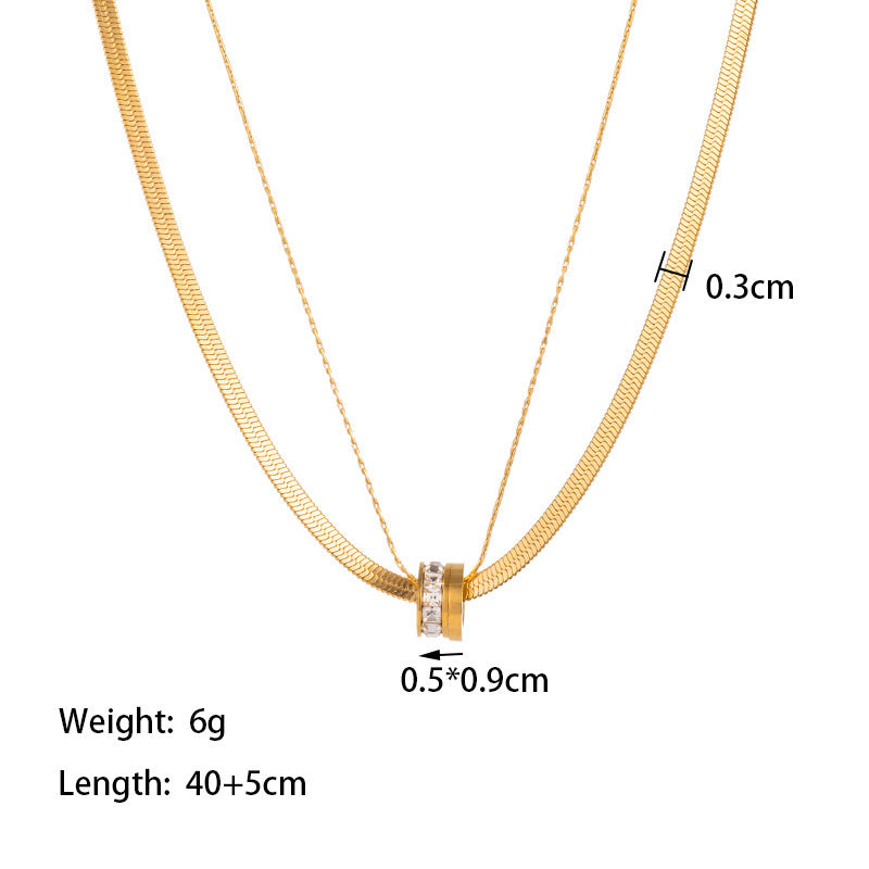 Wholesale Titanium Steel Clavicle Chain Transfer Ring Necklaces ACC-NE-Qiyun005