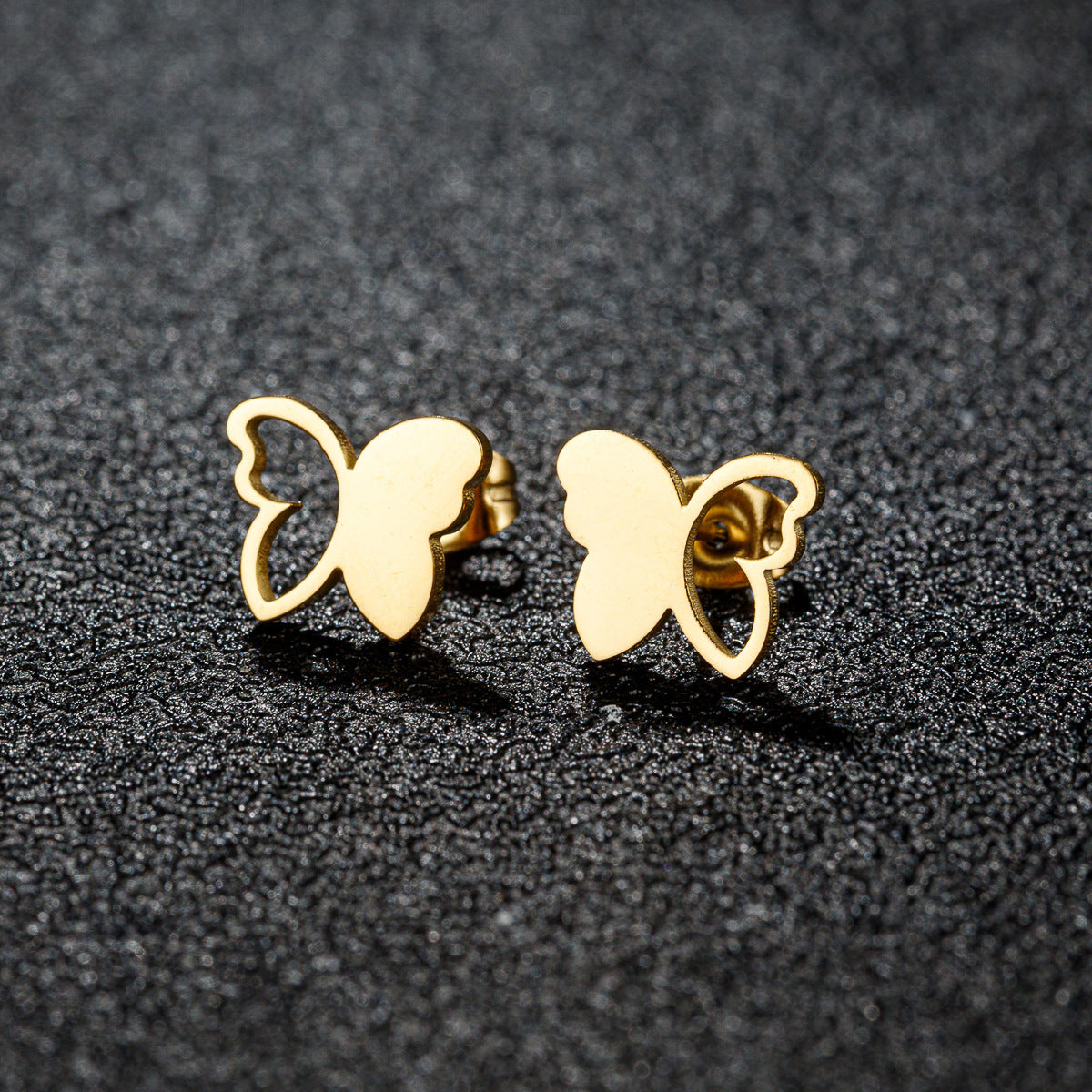 Wholesale Stainless Steel Gold Butterfly Earrings with Ear Cuff French Minimalist Fashion Jewelry Accessory Boutique Gift