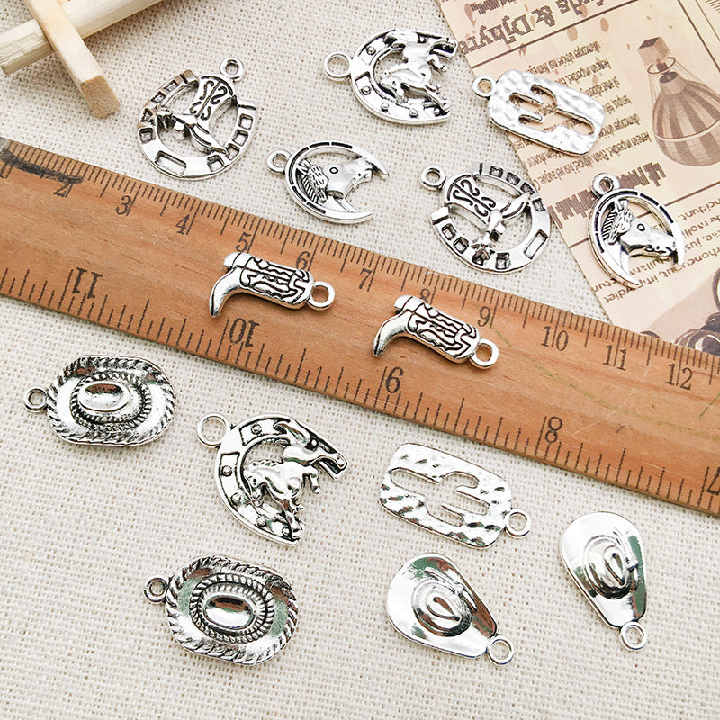 Wholesale Alloy Western Cowboy Series Gun Boots Bracelet Necklace Pendant Accessories