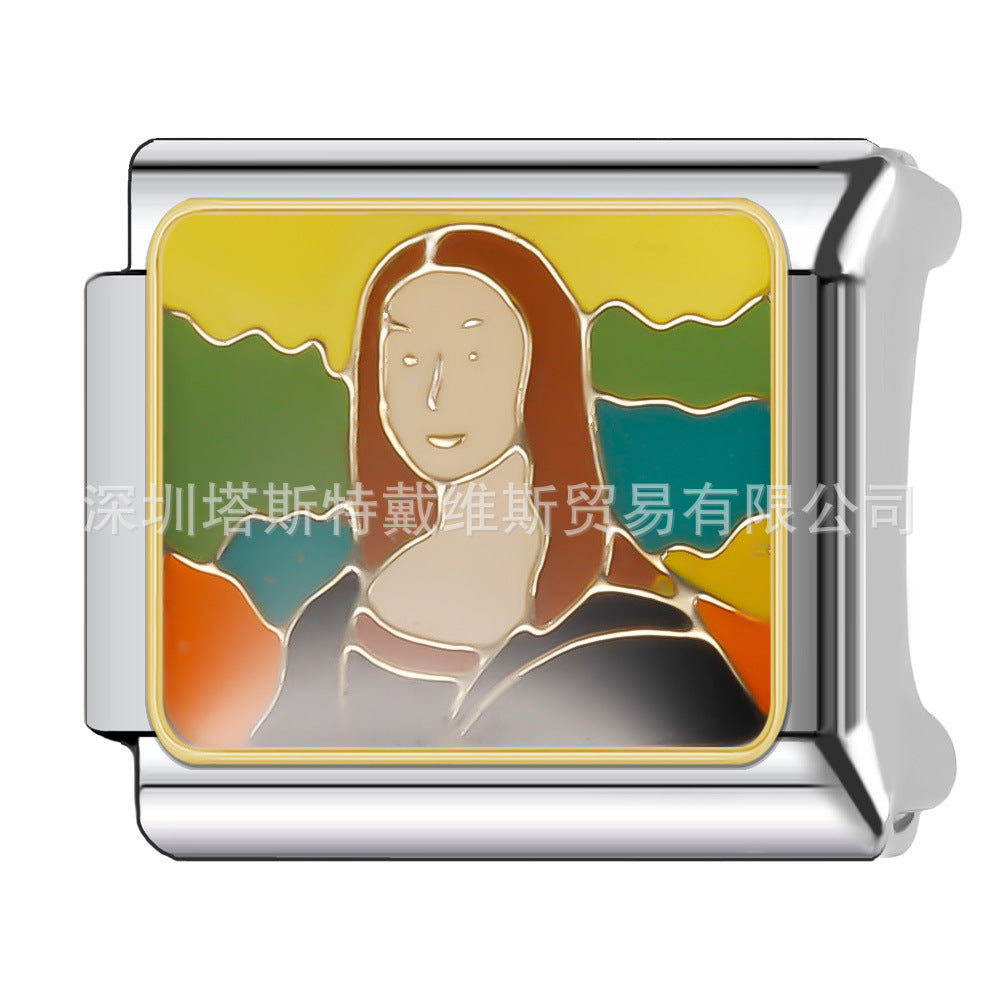 Wholesale 9mm Italian Charm Starter Bracelets DIY square Single Section Creative Stainless Steel Composable Bracelet