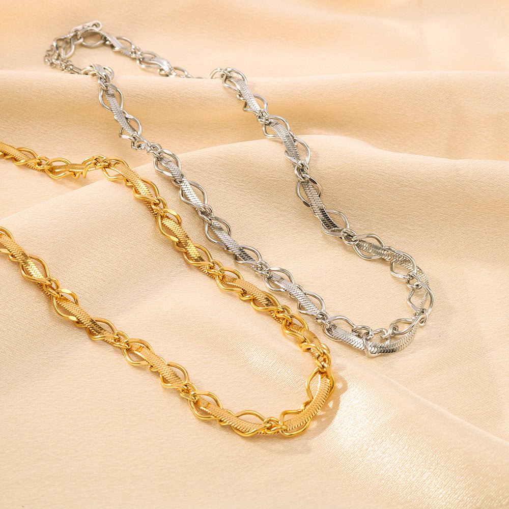 Wholesale  Stainless Steel Chain Flat Snake Chain Combination 18K Gold Necklace