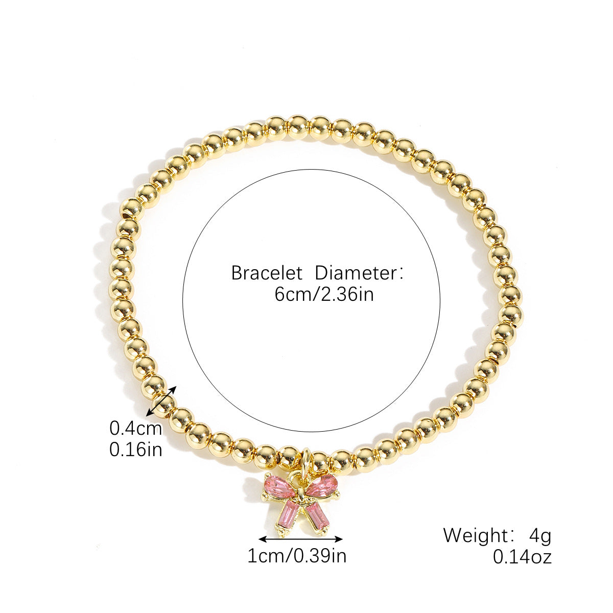 Wholesale  Bow Pendant Color Zircon Hand Beaded Light Luxury Elegant Bow Bracelet